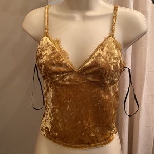 Forever 21 Yellow Velvet Crop Tank Top